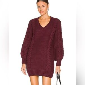 Bardot Bell Knit Sweater Dress in Deep Wine Burgundy, Sz Small, NWT
